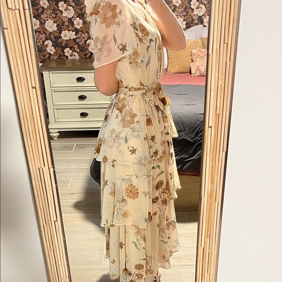 Calvin Klein Cream Floral Midi Dress - Picture 4 of 7